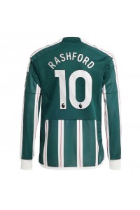 Manchester United Marcus Rashford #10 Jalkapallovaatteet Vieraspaita 2023-24 Pitkähihainen